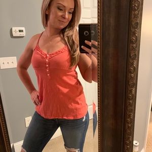 Orange detailed spaghetti strapped tank top